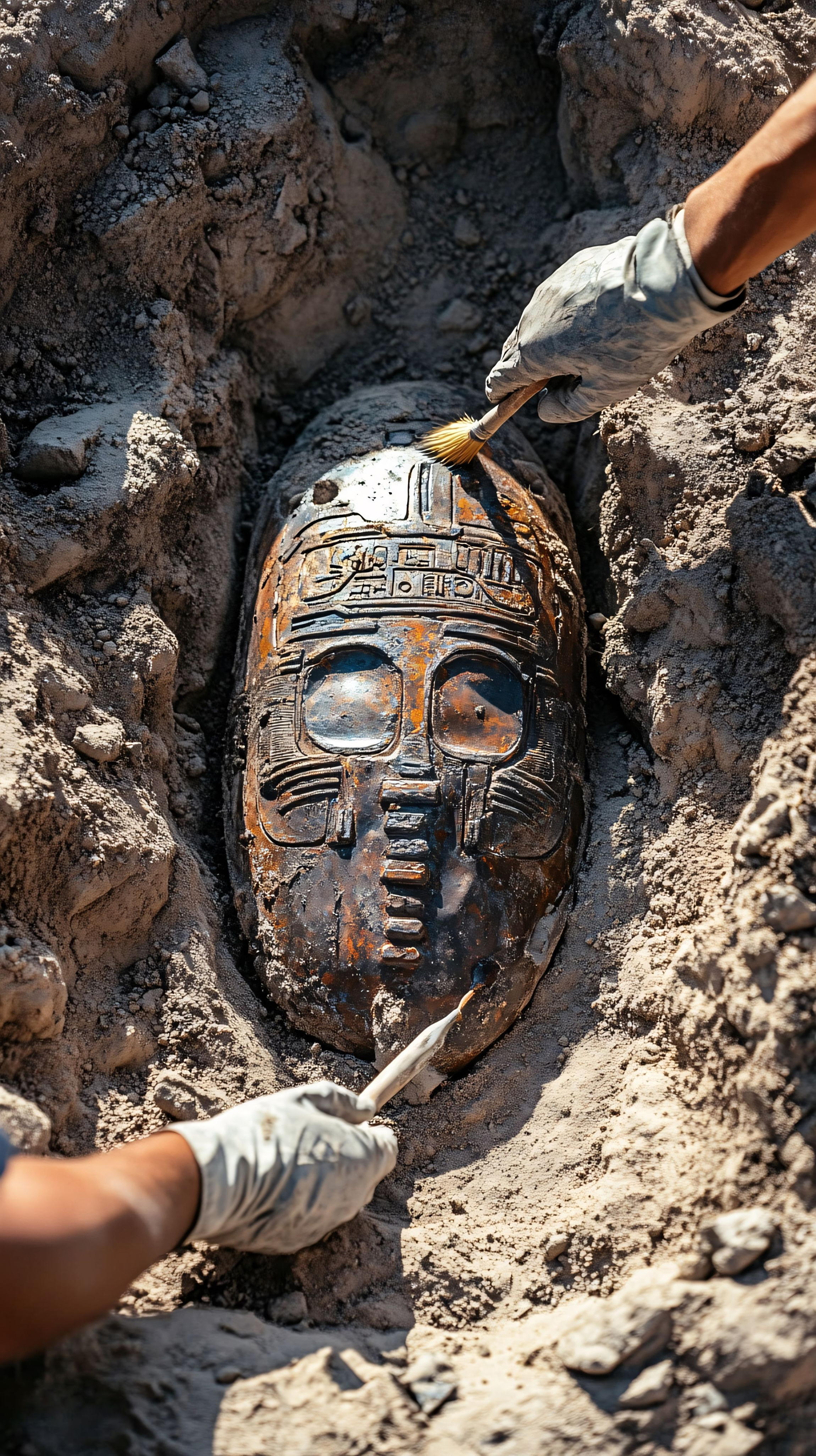 Arche0logy digging site with ancient remains discovery