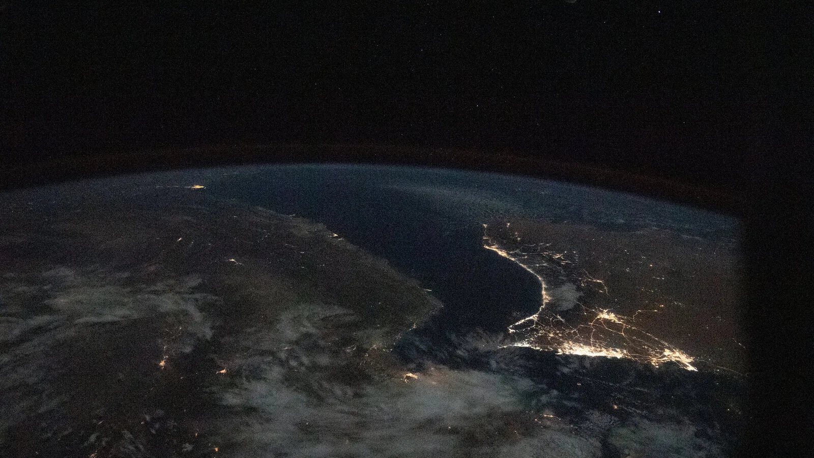 International Space Station view looking southeast across the Persian Gulf and the Gulf of Oman