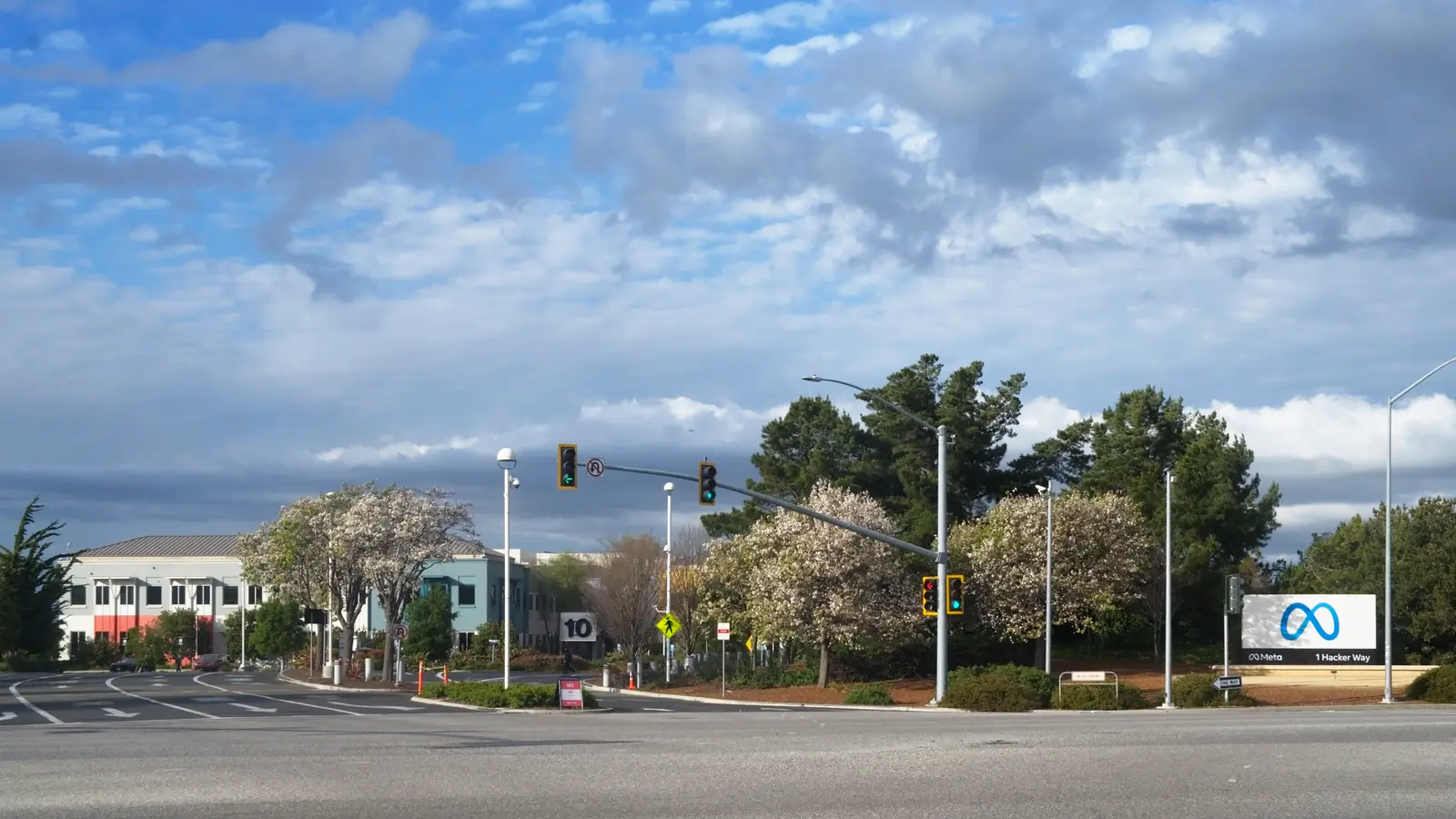 Entrance sign at Meta Platforms headquarters in Menlo Park, California