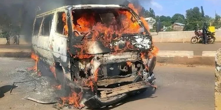 Fury on Nairobi-Nakuru Highway: Boda Boda Riders Torch Matatu After Tragic Collision. 